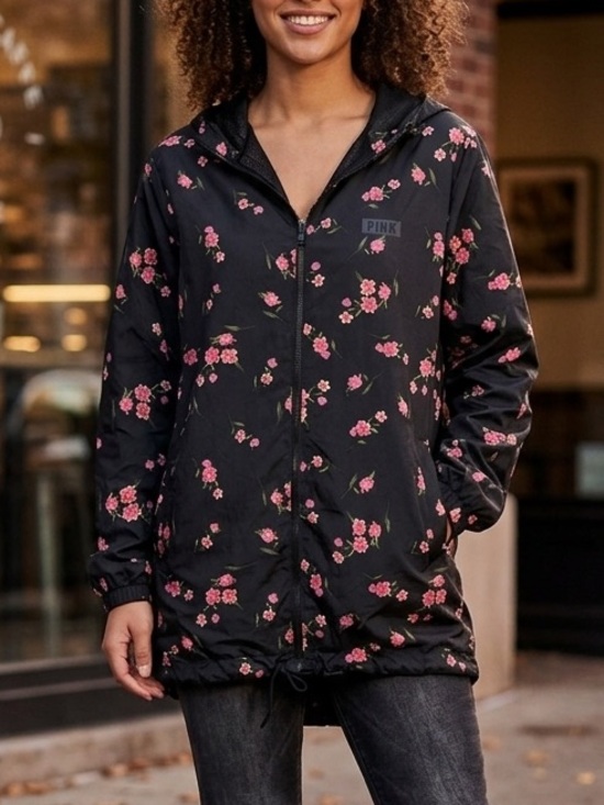 PINK Victoria's Secret Jackets & Blazers - PINK Victoria’s Secret Floral Hooded Windbreaker – Lightweight Packable Jacket